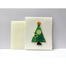 Paper quilling card Christmas tree, circled design