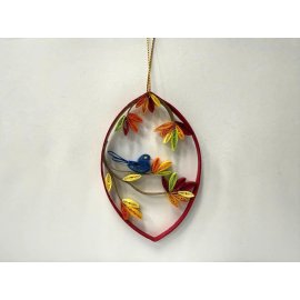 Paper quilling ornament, Fall branch and bird