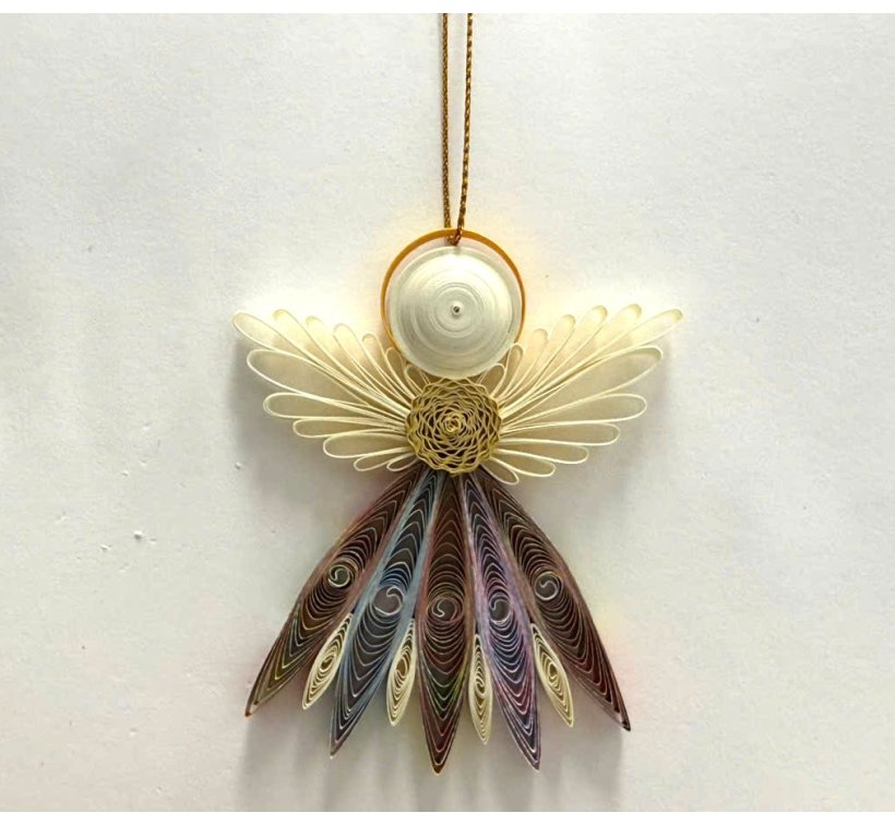 Paper quilling angel, leave wings