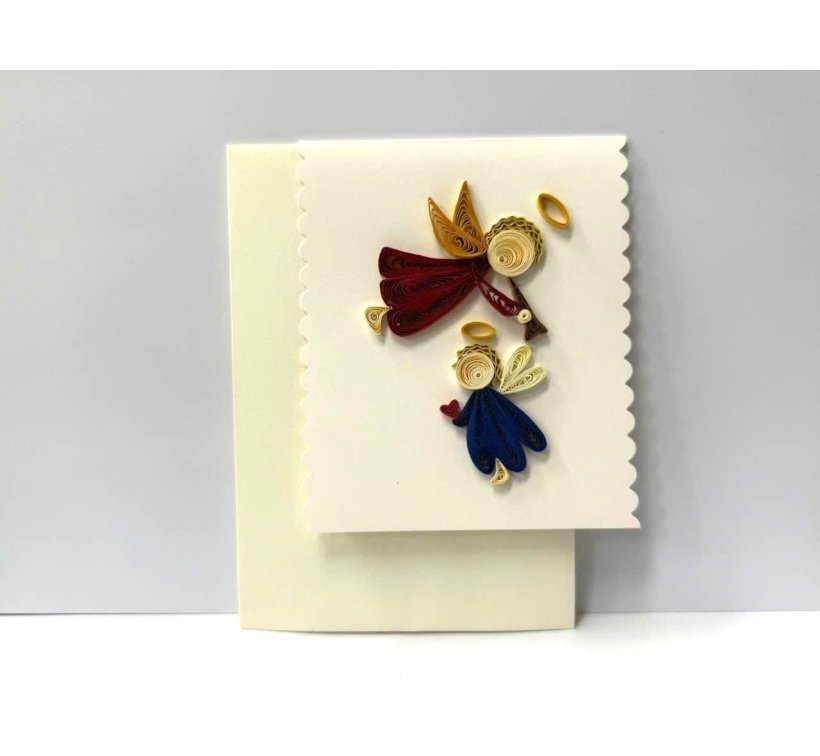 Paper quilling cards - Flying angels