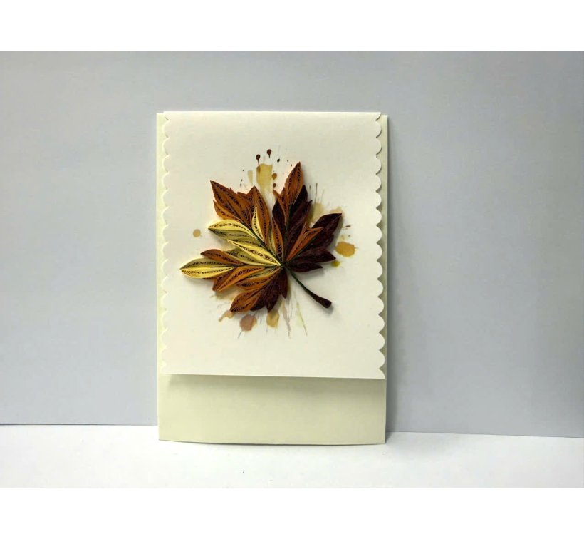 Paper quilling card - Maple eaf