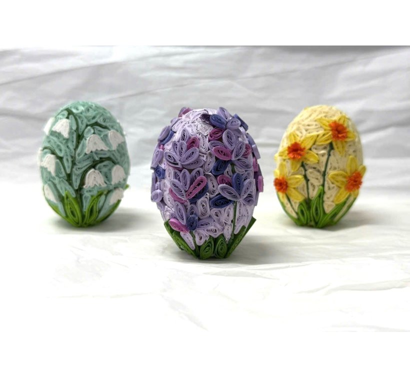 Set of 3 paper quilling Spring flower Eggs